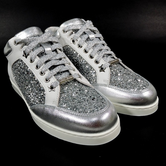 Jimmy Choo 🇮🇹 Women's White Leather Fashion Sneakers - Picture 4 of 9